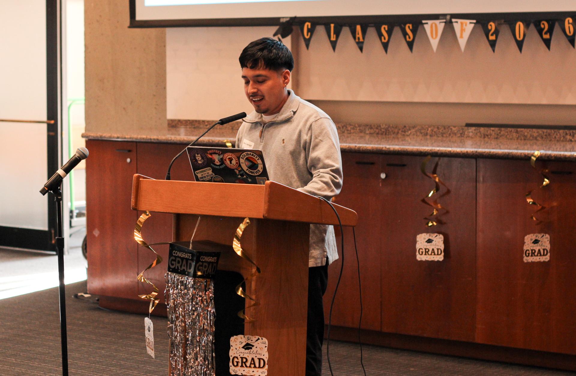 Bridges Center Alum Jonny Gonzalez giving keynote speech