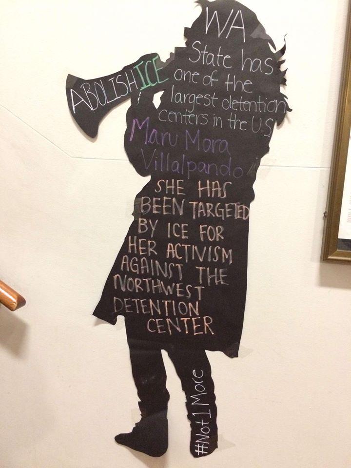 Abolish ICE. Washington State has one of the largest detention centers in the U.S., Maru Mora has been targeted by ICE for her activism against the Northwest Detention Center #Not1More