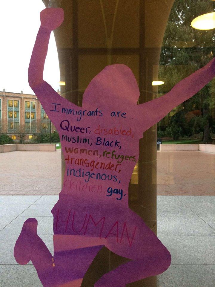 Immigrants are... Queer, disabled, muslim, black, women, refugees, transgender, Indigenous, children, gay, human