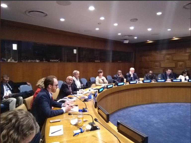 Baunach speaking at the 2019 ECOSOC Forum on Financing for Development at the United Nations headquarters in New York City
